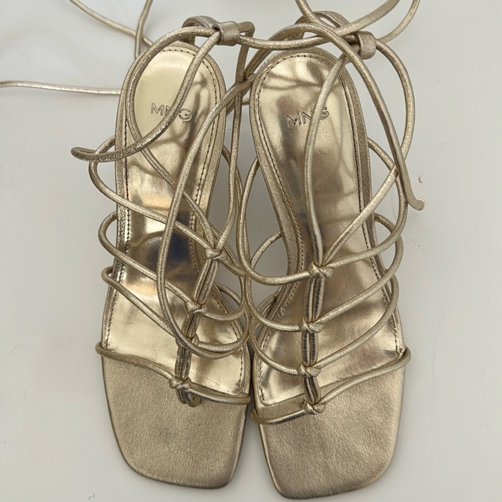 Mango gladiator gold sandals
